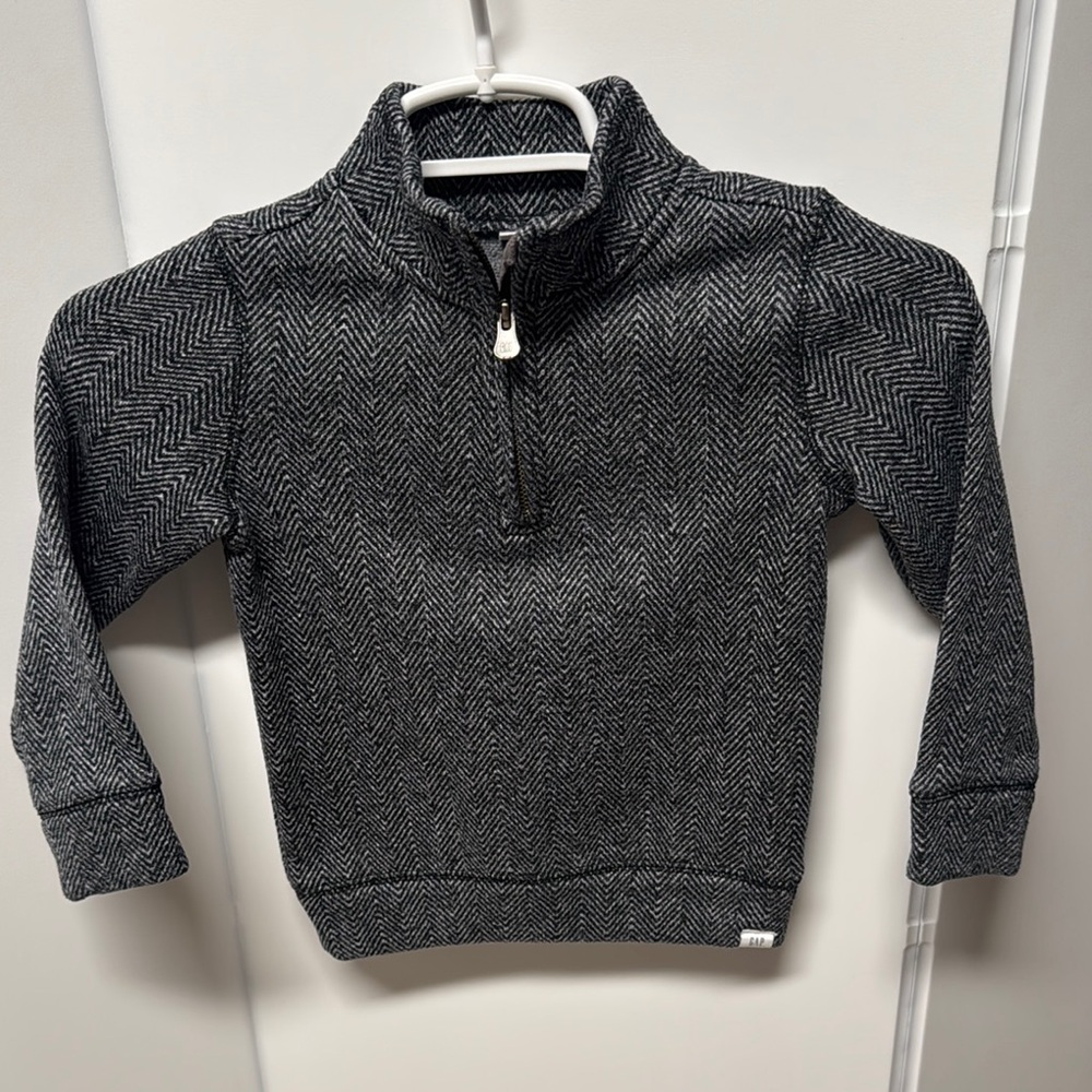 Baby GAP Herringbone Mock Neck Black and Gray Kids Sweater